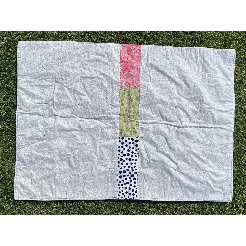 Handmade Patchwork Quilt Lap Throw Scrappy Cotton Multicolor Squares